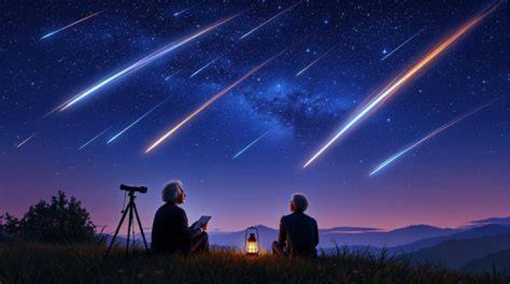 A player watching shooting stars during a meteor shower in Animal Crossing: New Horizons.