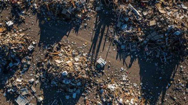 An aerial view shows debris strewn over streets after Hurricane Michael blew through Mexico Beach, Florida, in this still image taken from drone video obtained from social media. Photo by Duke Energy via Reuters