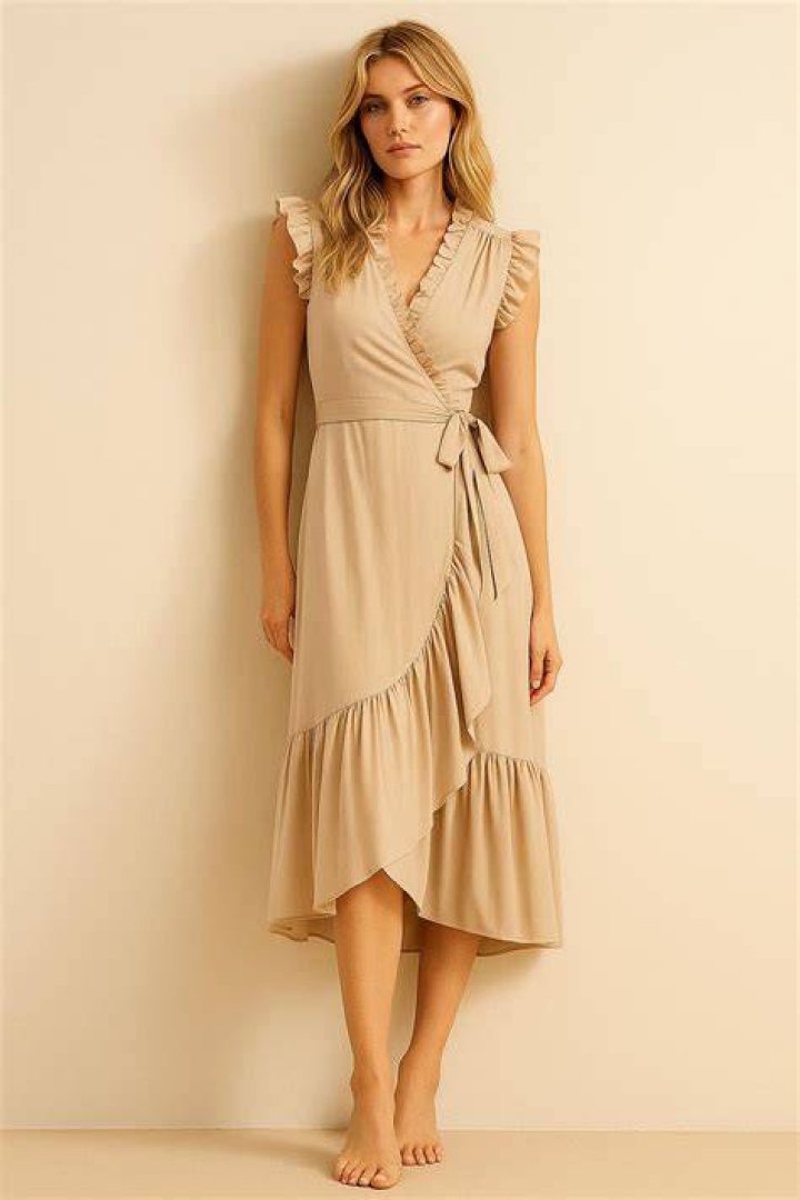 Midi Ruffle Wrap Dress Midi Ruffle Wrap Dress