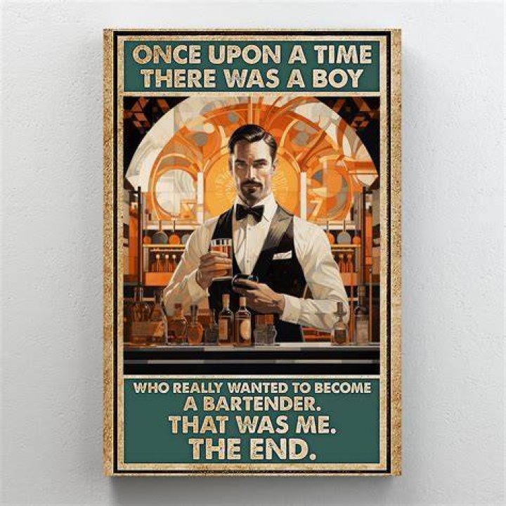 Poster, Textile, Art, Bartender, Rectangle, Picture frame, 